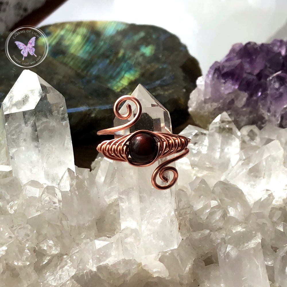 Images/Rings/Red Tiger Eye Copper Herringbone Ring